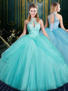 Beauteous Sleeveless Beading and Pick Ups Lace Up Ball Gown Prom Dress