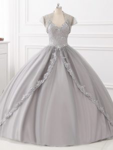 Sleeveless Lace Up Floor Length Beading and Appliques Quinceanera Gowns