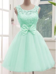 Sleeveless Lace Up Knee Length Lace and Bowknot Damas Dress