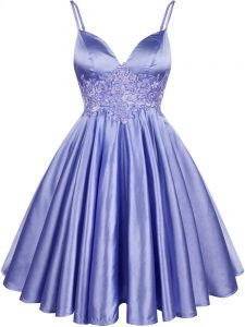 Captivating Knee Length A-line Sleeveless Light Blue Damas Dress Lace Up