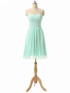 Apple Green Lace Up Dama Dress Ruching Sleeveless Knee Length