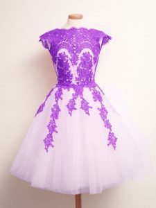 Multi-color Damas Dress Prom and Party and Wedding Party with Appliques Scalloped Sleeveless Lace Up