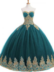 Best Selling Tulle Sleeveless Floor Length 15 Quinceanera Dress and Appliques