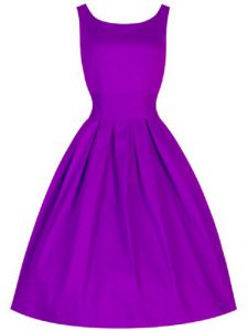 Fashionable Purple Scoop Neckline Ruching Damas Dress Sleeveless Lace Up