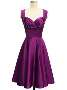 Taffeta Straps Sleeveless Side Zipper Ruching Court Dresses for Sweet 16 in Purple