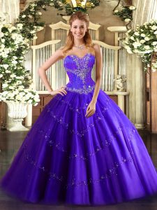 Captivating Ball Gowns Sweet 16 Dress Purple Sweetheart Tulle Sleeveless Floor Length Lace Up