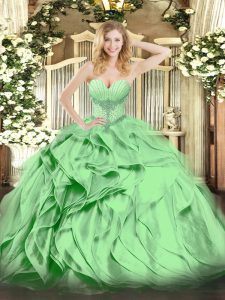 Decent Ball Gowns Sweet 16 Quinceanera Dress Sweetheart Organza Sleeveless Floor Length Lace Up