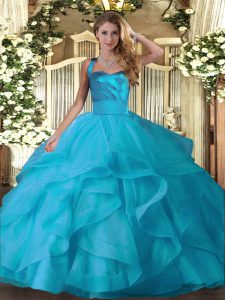 Halter Top Sleeveless Tulle Quinceanera Gowns Ruffles Lace Up