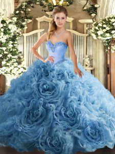 Ball Gowns Quinceanera Gowns Aqua Blue Sweetheart Fabric With Rolling Flowers Sleeveless Floor Length Lace Up