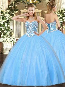 Sleeveless Beading Lace Up 15th Birthday Dress