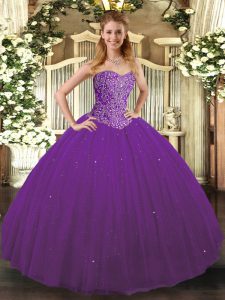 High End Sleeveless Beading Lace Up Quinceanera Gown