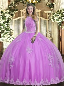 Floor Length Ball Gowns Sleeveless Lilac 15 Quinceanera Dress Lace Up