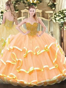 Adorable Organza Sleeveless Floor Length Sweet 16 Dresses and Beading and Ruffled Layers