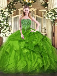 Sleeveless Organza Lace Up Sweet 16 Dresses for Military Ball and Sweet 16 and Quinceanera