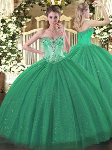 Hot Selling Beading Quinceanera Dresses Turquoise Lace Up Sleeveless Floor Length