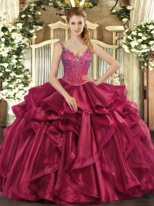 Sleeveless Beading and Ruffles Lace Up Quinceanera Dress