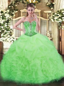 Affordable Ball Gowns Sweet 16 Dresses Sweetheart Organza Sleeveless Floor Length Lace Up