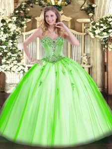 Edgy Sleeveless Lace Up Floor Length Beading and Appliques Sweet 16 Dresses