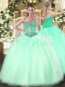 Apple Green Sweetheart Neckline Beading Sweet 16 Quinceanera Dress Sleeveless Lace Up