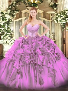 Graceful Organza Sleeveless Floor Length Ball Gown Prom Dress and Beading and Ruffles