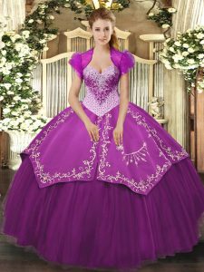 Perfect Purple Sweetheart Neckline Beading and Embroidery Sweet 16 Quinceanera Dress Sleeveless Lace Up