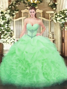 Ball Gowns Sweet 16 Dress Sweetheart Organza Sleeveless Floor Length Lace Up