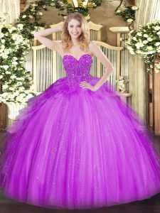 Lace Quinceanera Gowns Lavender Lace Up Sleeveless Floor Length