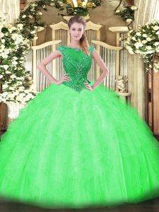 Scoop Sleeveless Zipper Quince Ball Gowns Tulle