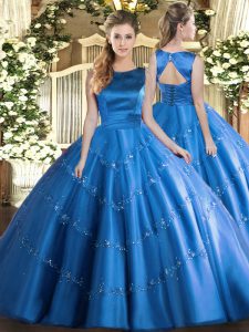 High End Sleeveless Appliques Lace Up 15 Quinceanera Dress