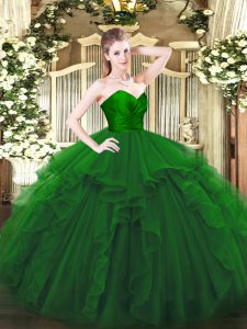 Sleeveless Zipper Floor Length Ruffles Quinceanera Dress