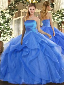 Classical Sleeveless Lace Up Floor Length Ruffles Sweet 16 Quinceanera Dress