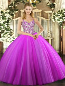 Sophisticated Sleeveless Lace Up Floor Length Beading and Appliques Quinceanera Dress