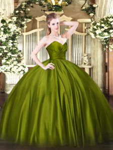 Gorgeous Olive Green Zipper Quinceanera Dresses Ruching Sleeveless Floor Length