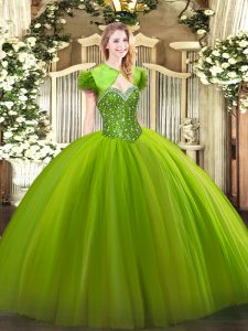 High Quality Sweetheart Sleeveless Tulle 15 Quinceanera Dress Beading Lace Up