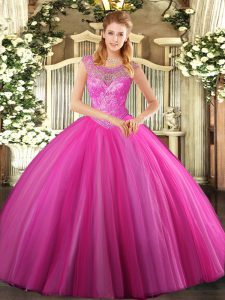 Traditional Tulle Sleeveless Floor Length 15 Quinceanera Dress and Beading