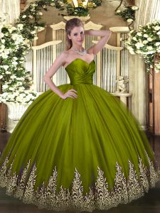 Edgy Olive Green Sleeveless Tulle Zipper Quinceanera Gowns for Military Ball and Sweet 16 and Quinceanera