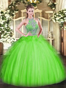 On Sale Lace Up Sweet 16 Quinceanera Dress Beading and Ruffles Sleeveless Floor Length