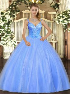 Sleeveless Beading Lace Up Quinceanera Gown