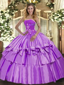 Fantastic Sleeveless Lace Up Floor Length Beading and Ruffled Layers 15 Quinceanera Dress