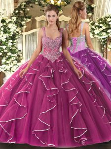 Sleeveless Lace Up Floor Length Beading Quince Ball Gowns