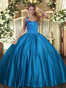 Blue Sweet 16 Quinceanera Dress Military Ball and Sweet 16 and Quinceanera with Ruching Halter Top Sleeveless Lace Up