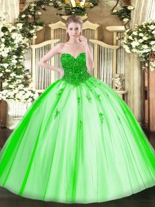 Sweetheart Sleeveless Ball Gown Prom Dress Floor Length Beading Tulle