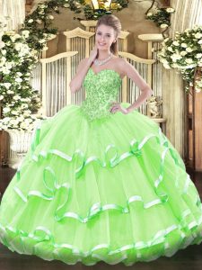 Sleeveless Organza Lace Up Sweet 16 Dresses for Sweet 16 and Quinceanera