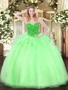 Lace Up Sweetheart Beading Sweet 16 Quinceanera Dress Organza Sleeveless