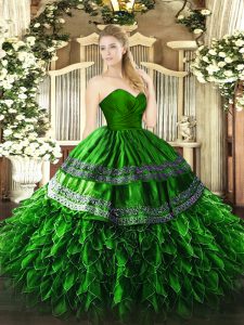 Luxurious Sleeveless Zipper Floor Length Embroidery and Ruffles Sweet 16 Dresses