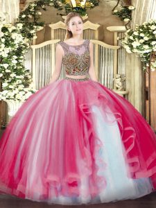 Sleeveless Lace Up Floor Length Beading and Ruffles Sweet 16 Quinceanera Dress