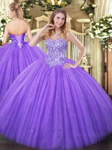 Flare Floor Length Lavender Sweet 16 Quinceanera Dress Sweetheart Sleeveless Lace Up