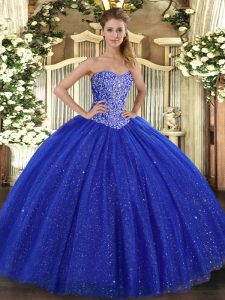 Superior Tulle Sleeveless Floor Length Sweet 16 Quinceanera Dress and Beading