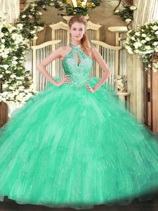 Beauteous Organza Sleeveless Floor Length Vestidos de Quinceanera and Beading and Ruffles