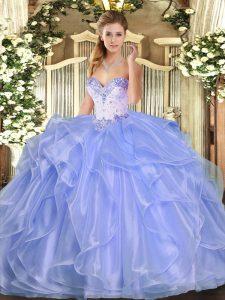 Classical Sleeveless Beading and Ruffles Lace Up Quinceanera Gowns